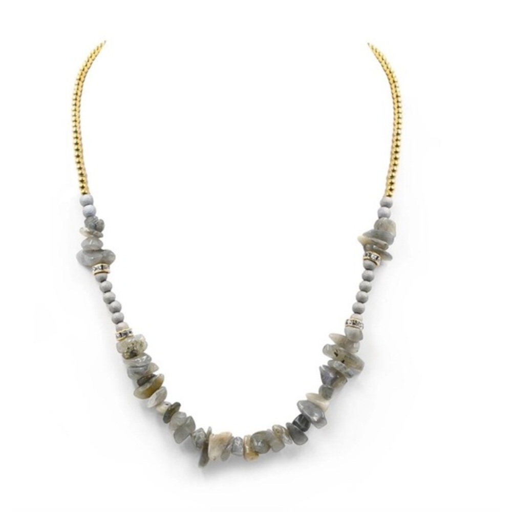 Kinsley Armelle Gold and Gray Labradorite Beaded Necklace